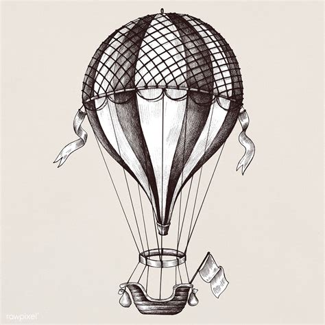 hot air balloon drawing realistic